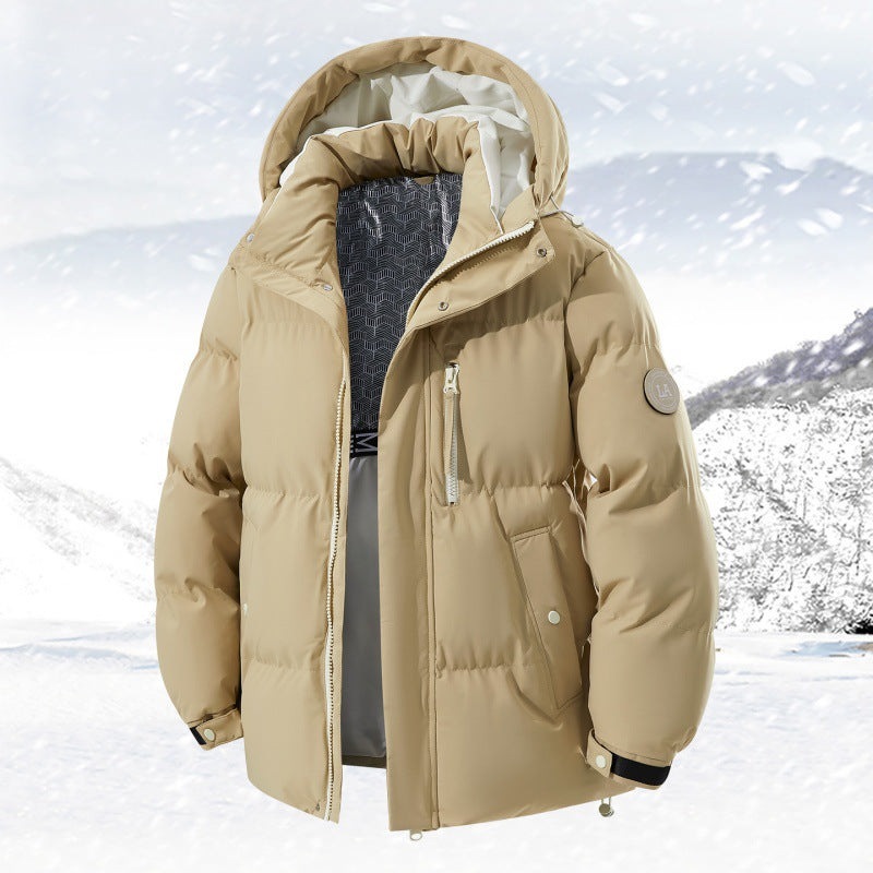Men's down jacket with hood and pockets