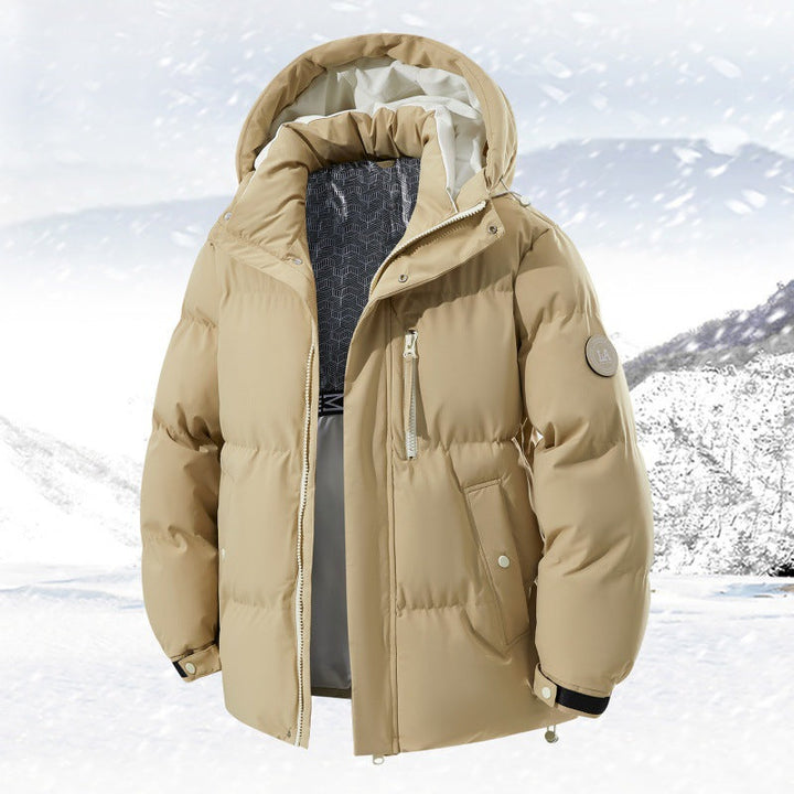 Men's down jacket with hood and pockets