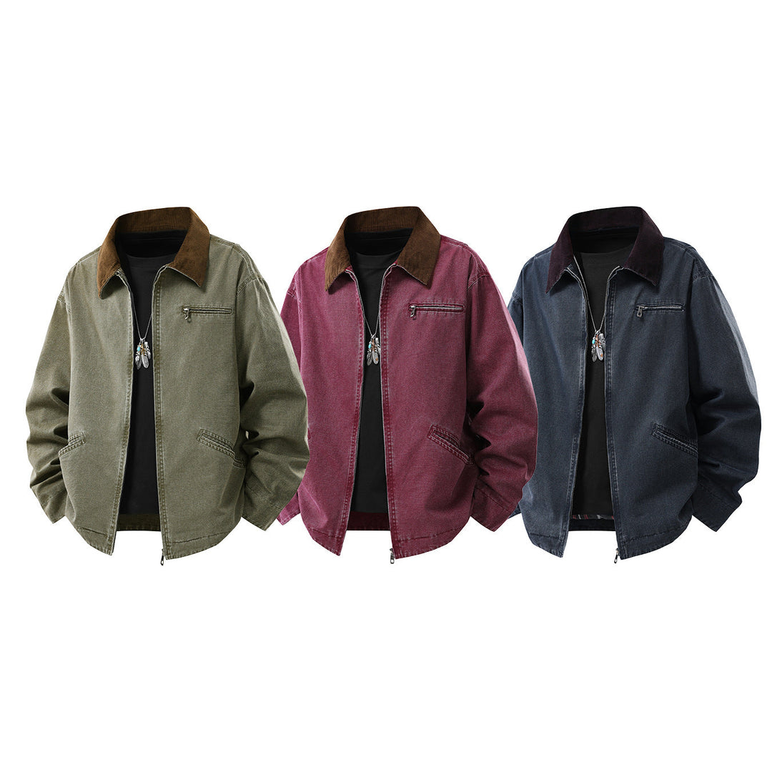 Men's Long-Sleeve Jacket with Collar and Pockets