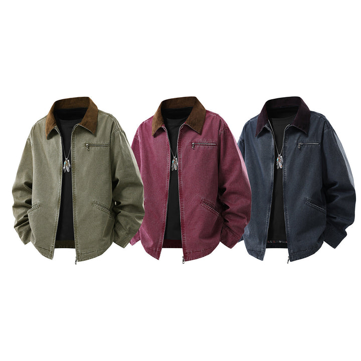 Men's Long-Sleeve Jacket with Collar and Pockets