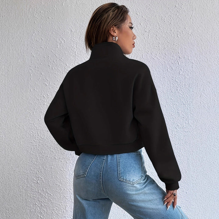 Women's cropped casual jacket with pockets and zipper
