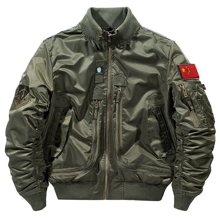 Men’s aviator-style bomber jacket with multiple pockets