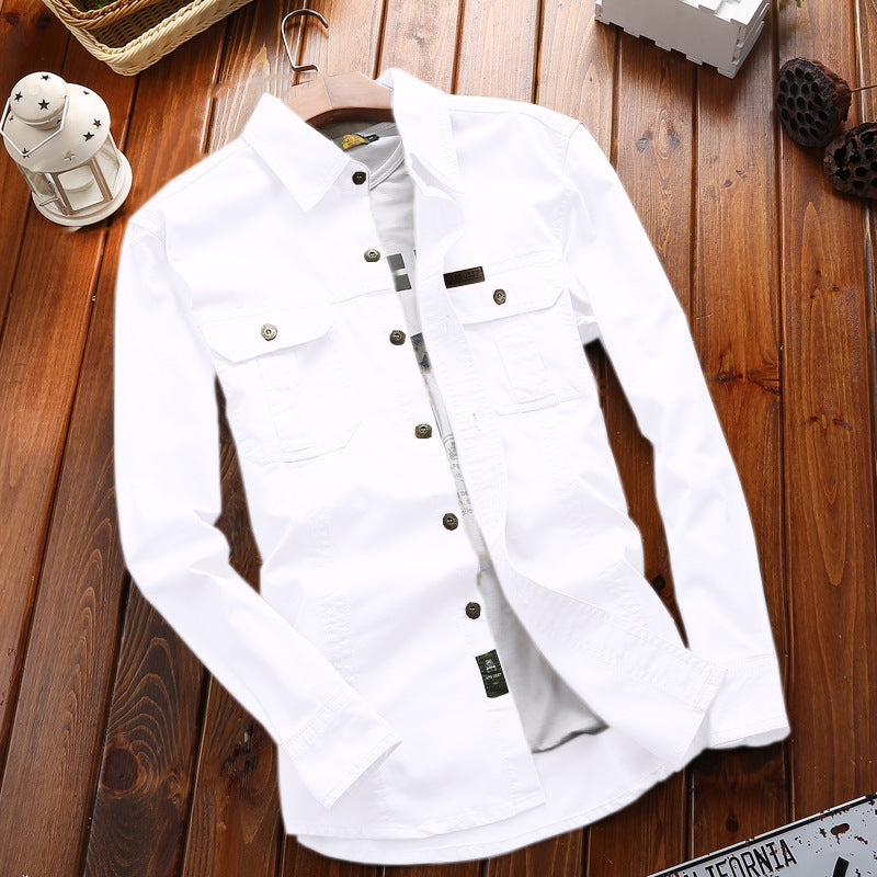 Men’s canvas overshirt with flap chest pockets and reinforced seams