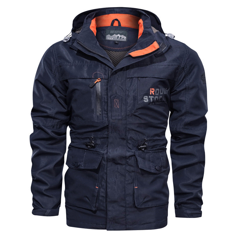 Men’s waterproof and windproof outdoor parka with detachable hood