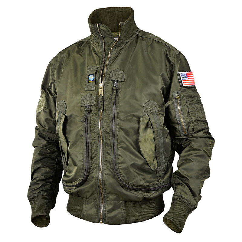 Men’s aviator-style bomber jacket with thermal lining and utility pockets