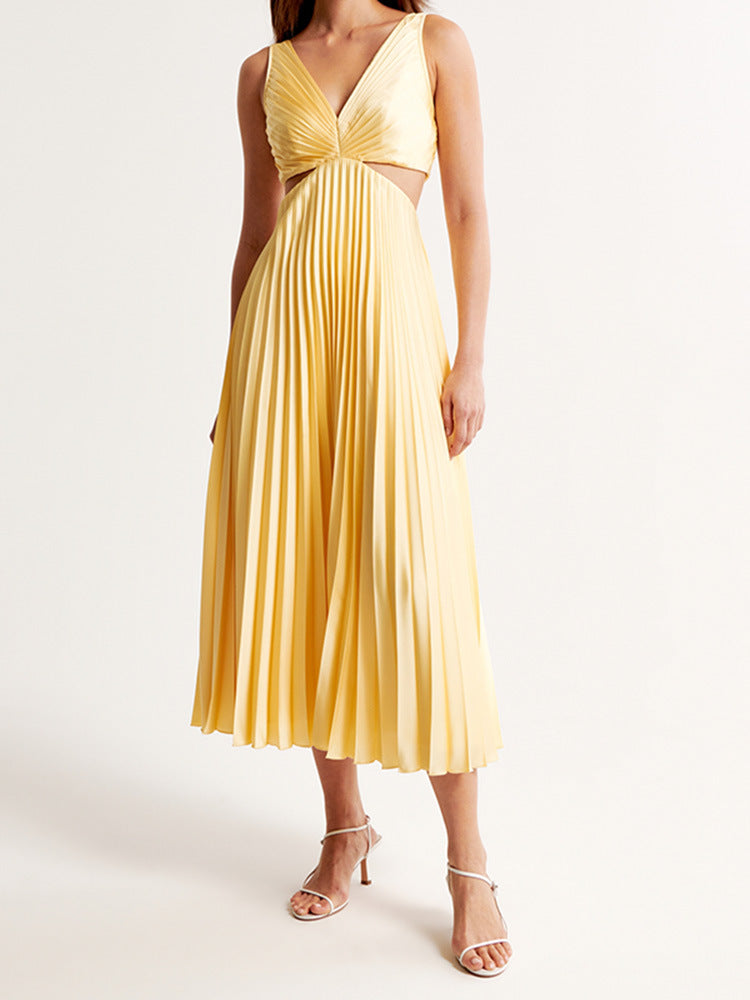 Sarai - Trendy Solid Color V-Neck Maxi Dress