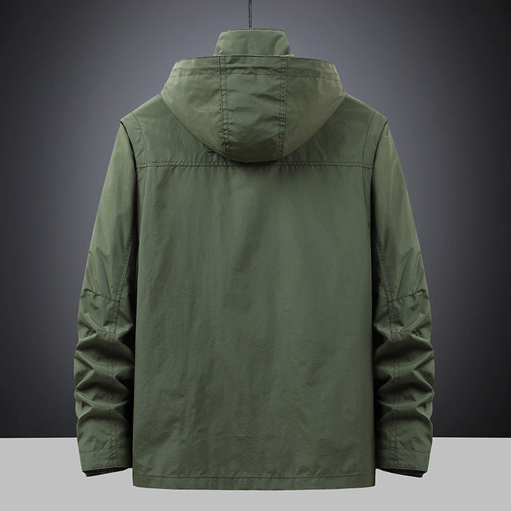 Men's multifunctional field jacket with hood and pockets
