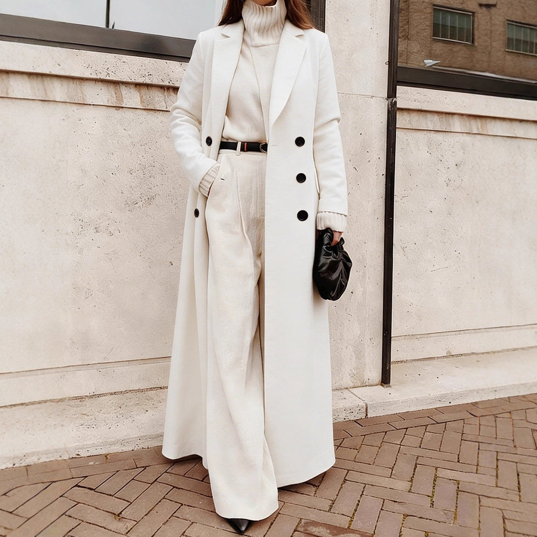 Women's longline long-sleeve coat with pockets