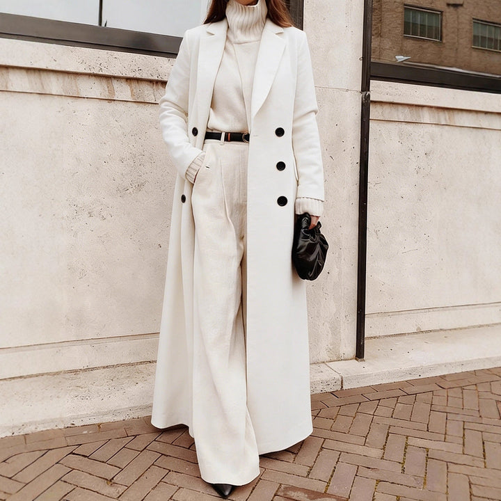 Women's longline long-sleeve coat with pockets