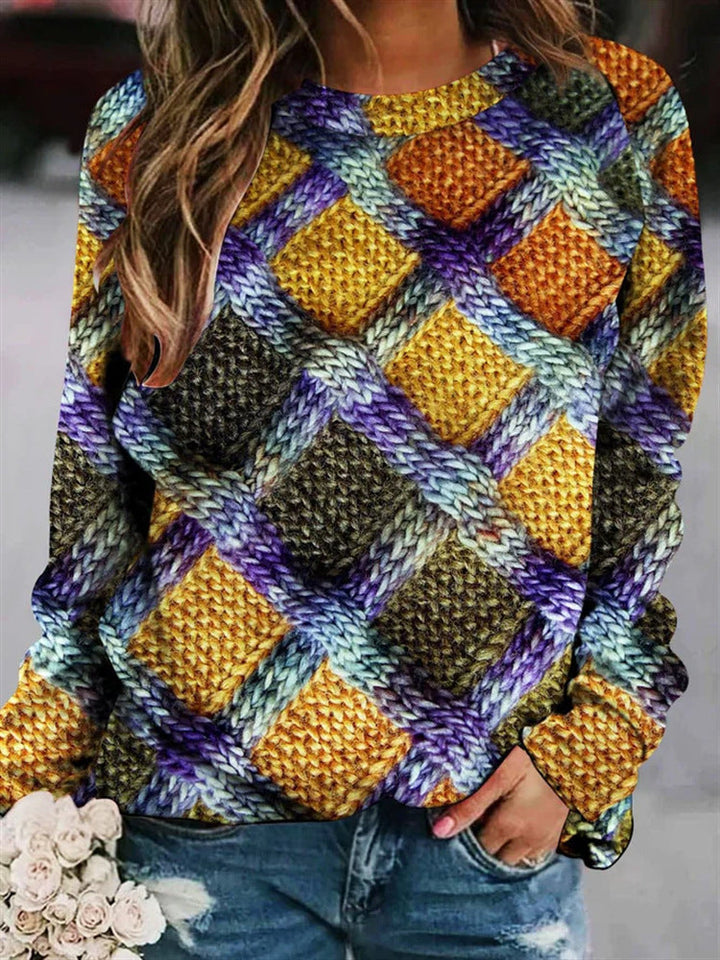 Women's sweater with crew neck and long sleeves
