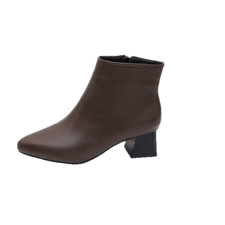 Women's ankle boots with block heels and zippers