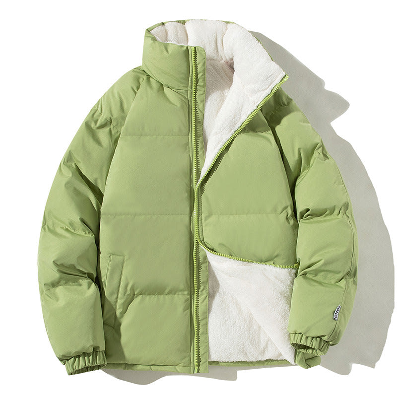 Women’s quilted thermal bomber jacket with teddy lining and a high stand-up collar