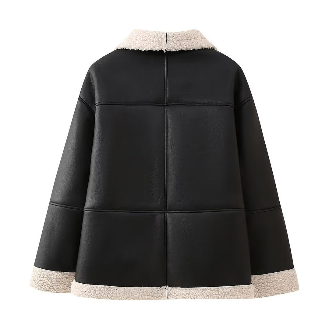 Women's Oversized Aviator Jacket with Pockets