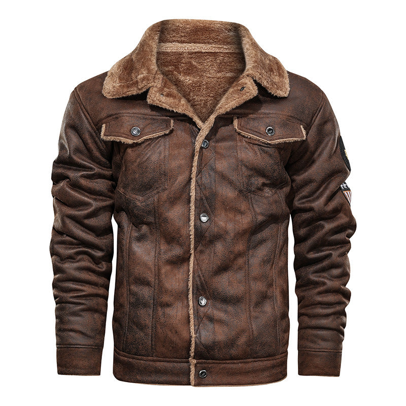 Men’s lined denim jacket with teddy lining and snap-button fastening
