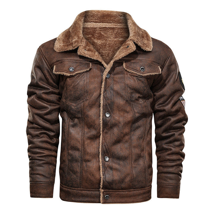 Men’s lined denim jacket with teddy lining and snap-button fastening