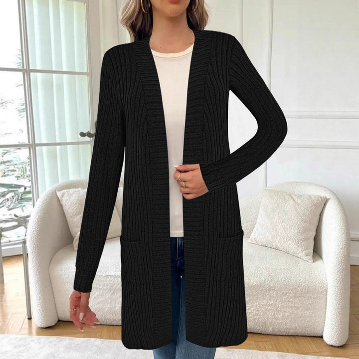 Women's Longline Long-Sleeve Cardigan with Pockets