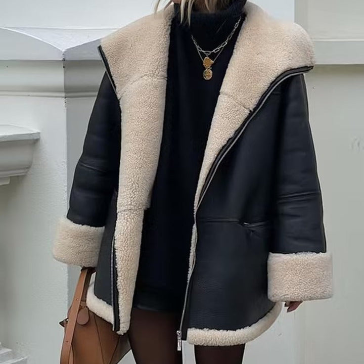 Women's Oversized Aviator Jacket with Pockets