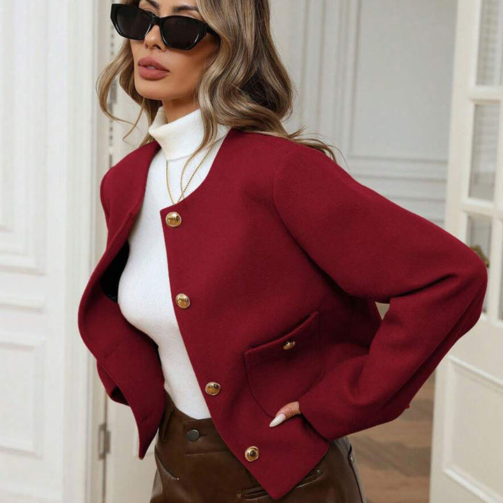 Women's jacket with gold buttons and side pockets