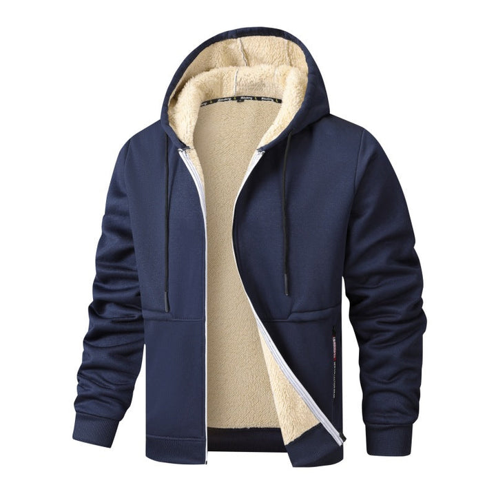 Men's long-sleeve hooded jacket with drawstring and pockets