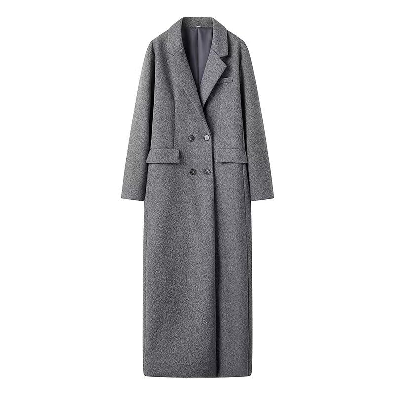 Women's oversized long-sleeve maxi coat with pockets