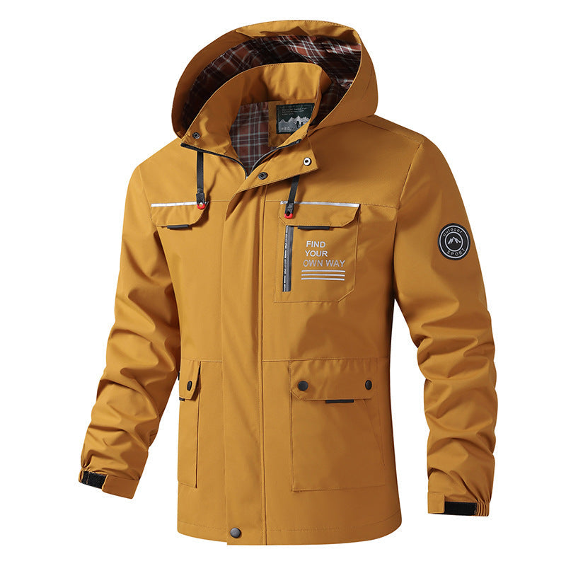 Men's Long-Sleeve Hooded Jacket with Pockets