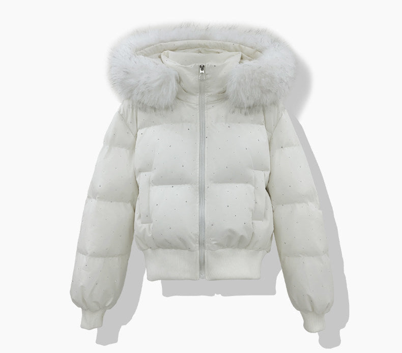 Women’s short quilted jacket with detachable hood