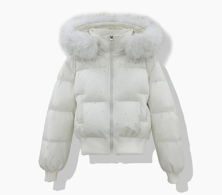 Women’s short quilted jacket with detachable hood