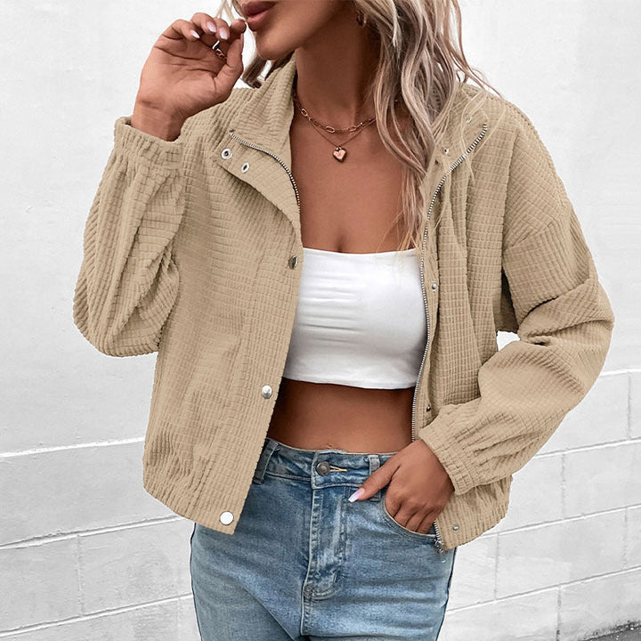 Women’s cropped long-sleeve jacket with pockets