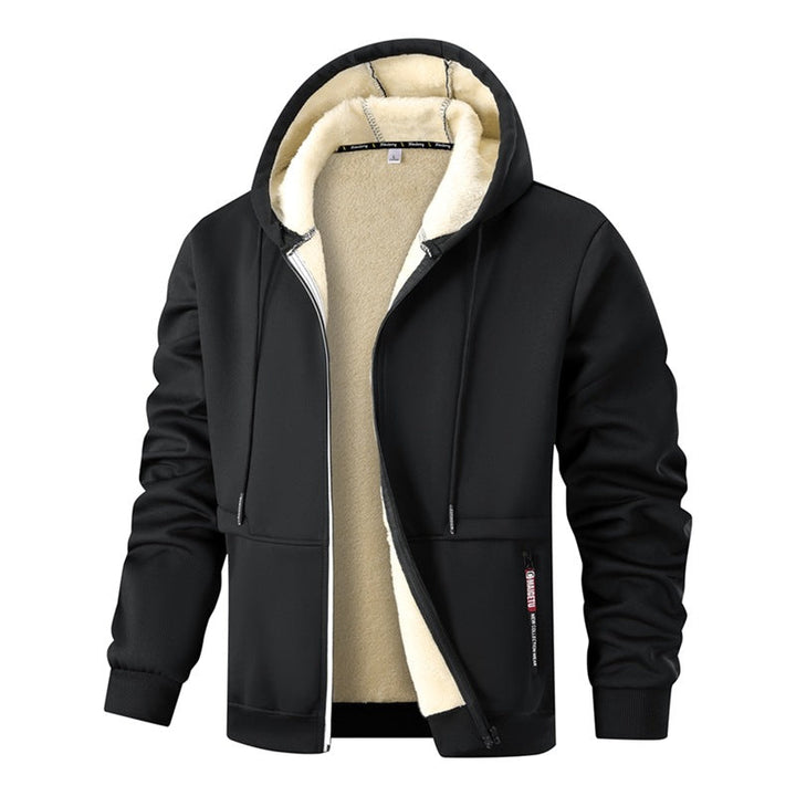 Men's long-sleeve hooded jacket with drawstring and pockets