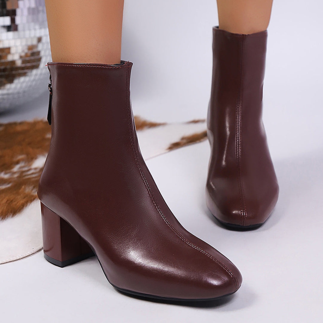 Women’s ankle boots with a zipper and moderate block heel