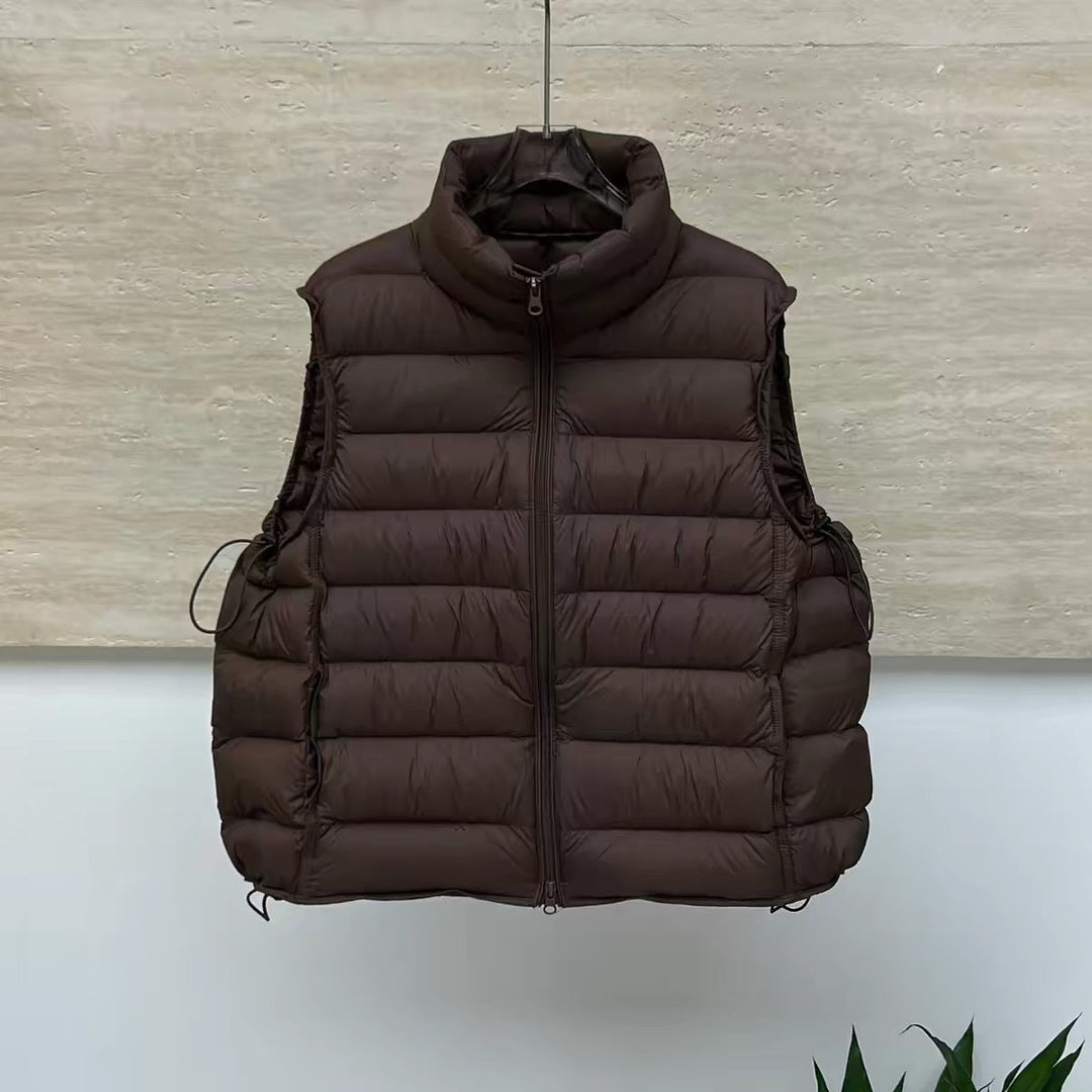 Women's lightweight quilted thermal vest with a two-way zipper
