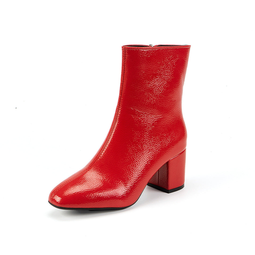 Women's ankle boots with block heels and zippers