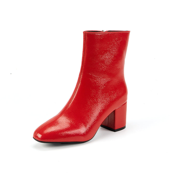 Women's ankle boots with block heels and zippers