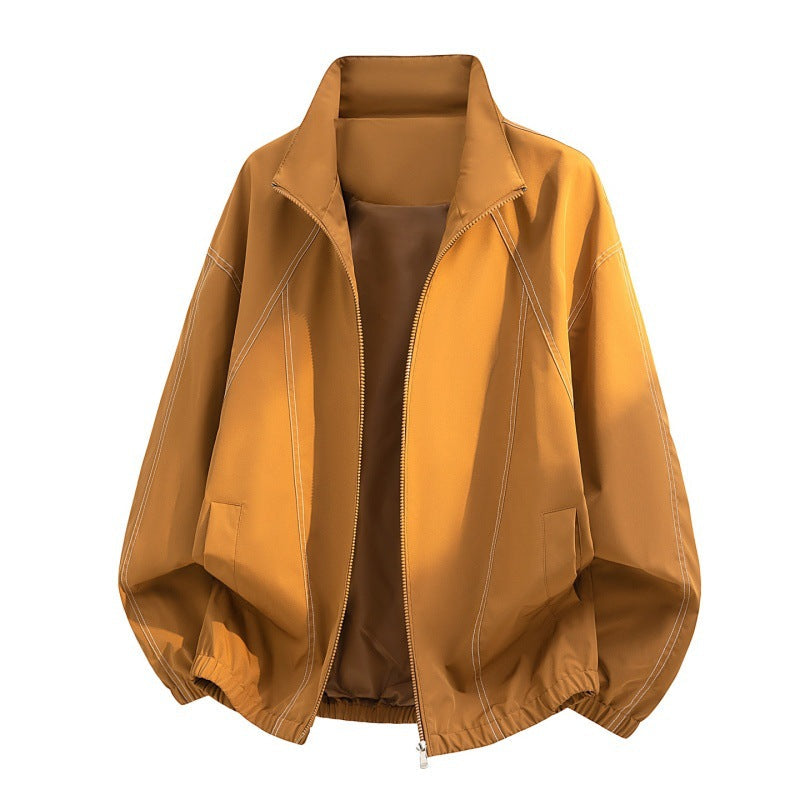 Men’s oversized lightweight blouson jacket with a stand collar and elastic hem