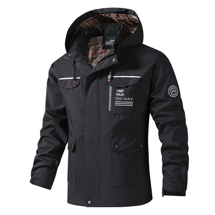 Men's Long-Sleeve Hooded Jacket with Pockets