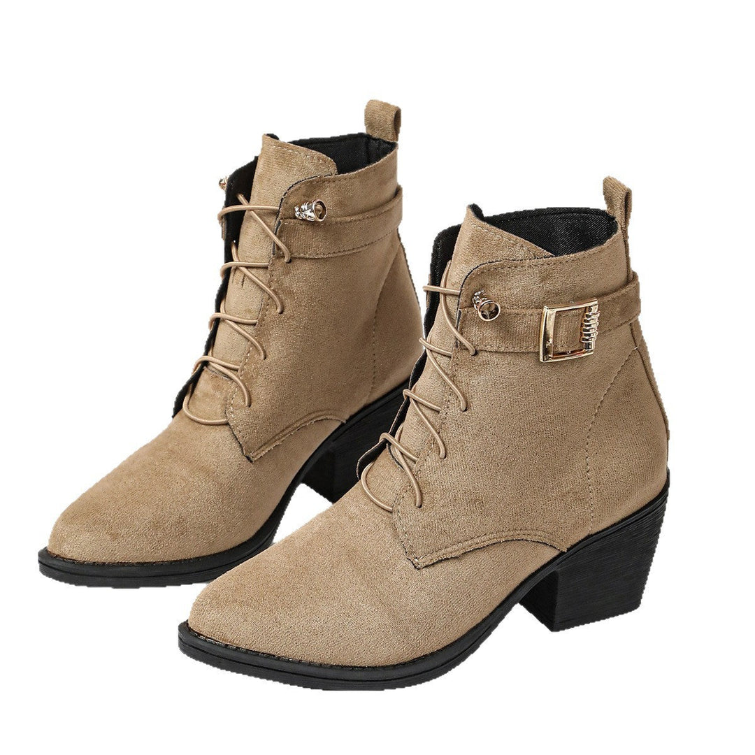 Women’s lace-up ankle boots with block heels and high comfort