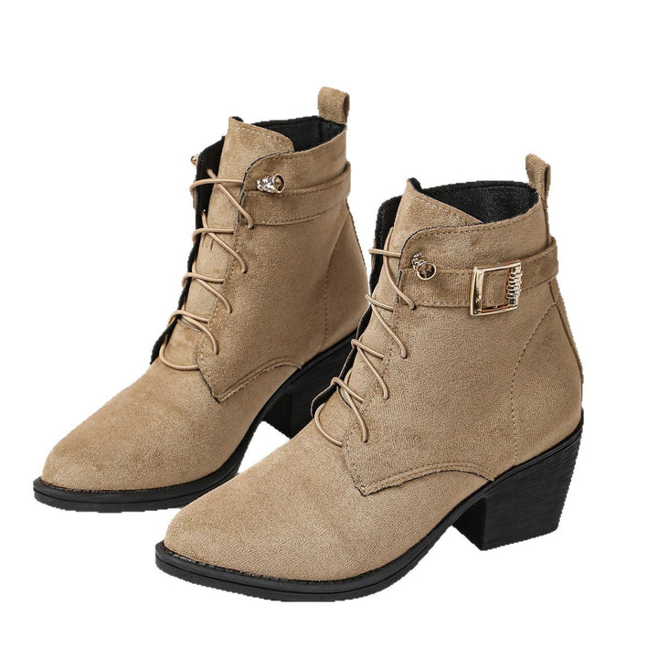 Women’s lace-up ankle boots with block heels and high comfort