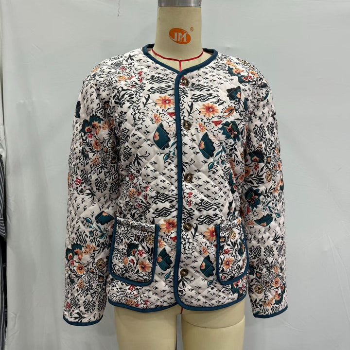 Women's long-sleeve crew-neck jacket with pockets