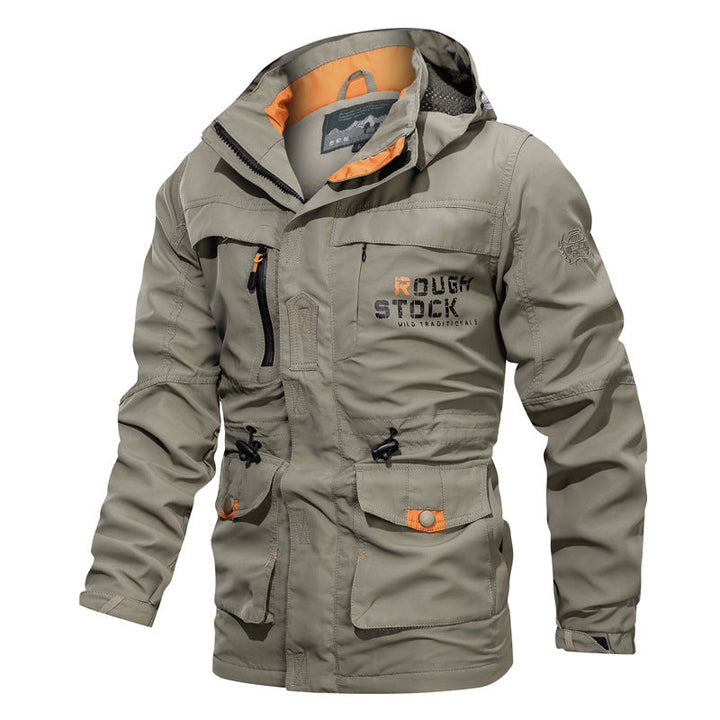 Men’s waterproof and windproof outdoor parka with detachable hood