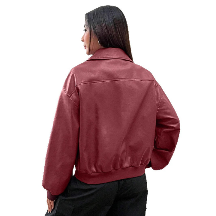Women's bomber jacket with a classic collar and full-length zipper