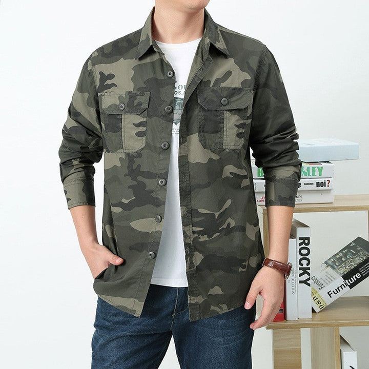 Men’s utility shirt jacket with flap chest pockets and a straight cut