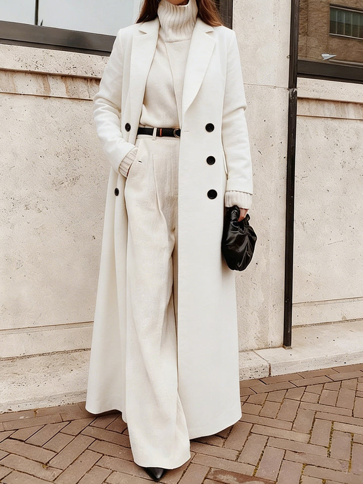 Women's longline long-sleeve coat with pockets