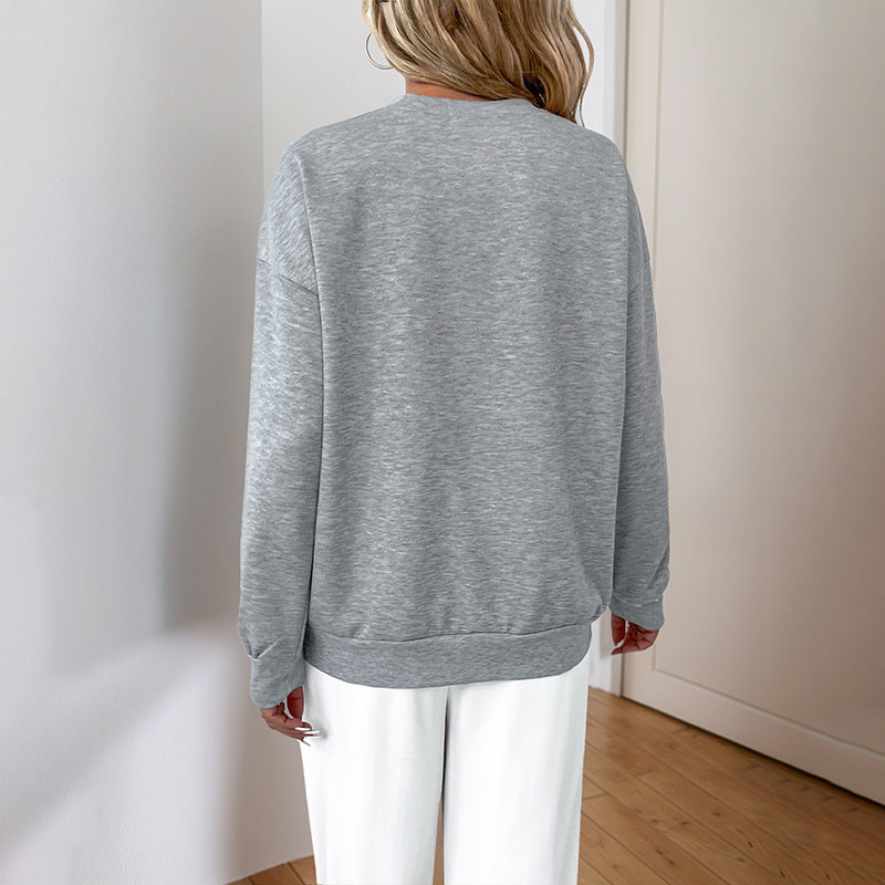 Women's crew-neck long-sleeve sweatshirt with sequins