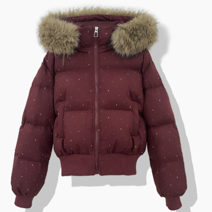 Women’s short quilted jacket with detachable hood