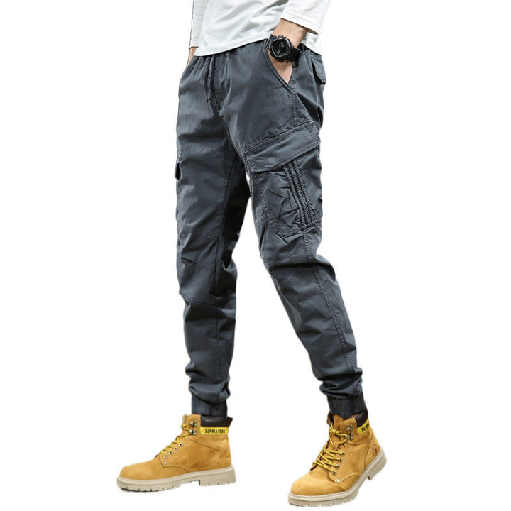 Men's cargo pants with pockets and drawstring