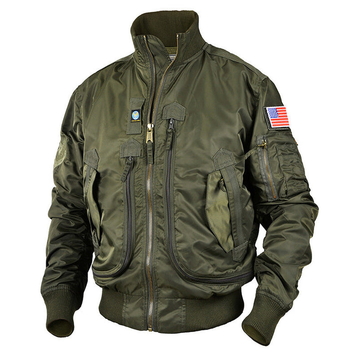 Men’s aviator-style bomber jacket with thermal lining and utility pockets