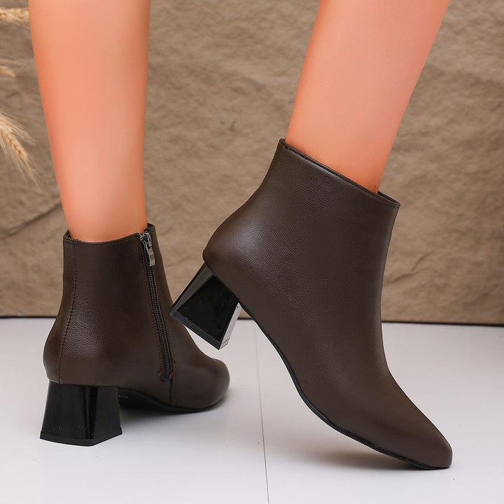 Women's ankle boots with block heels and zippers