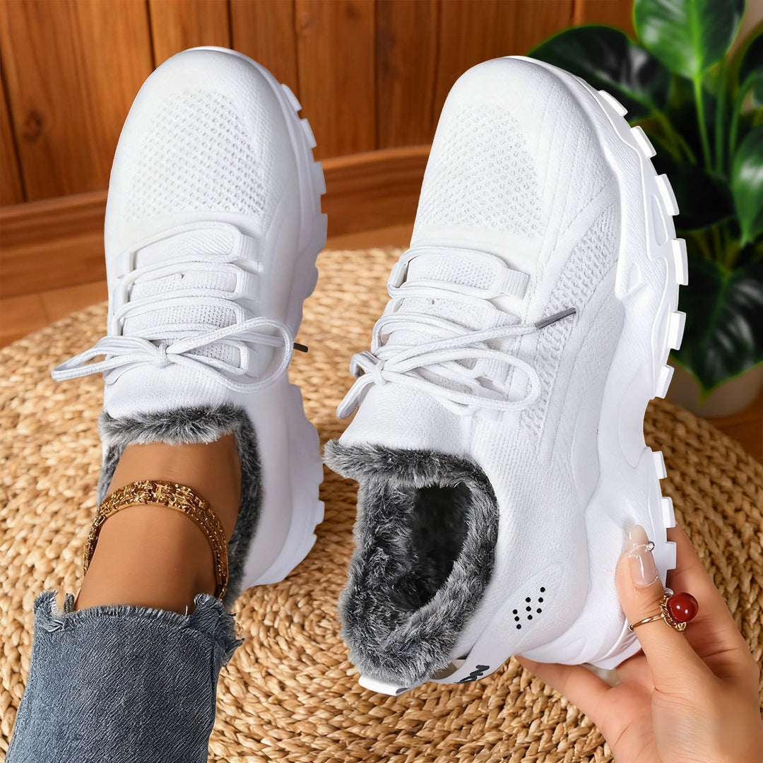 Alina™ - Casual, Lightweight Lace-Up Fleece Sneakers