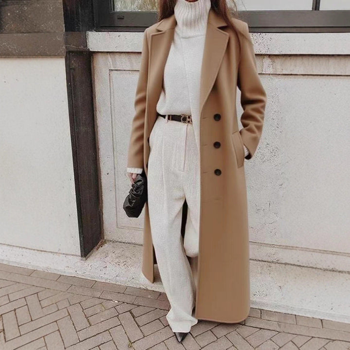 Women's longline long-sleeve coat with pockets
