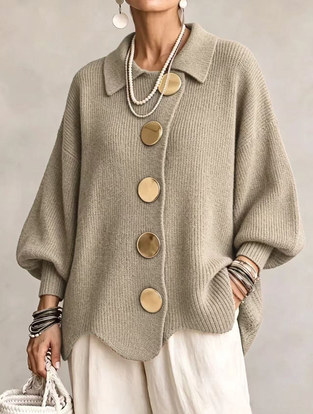 Women's long-sleeve button-up cardigan